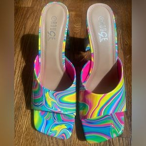 Groovy multi color mules size 11 brand new